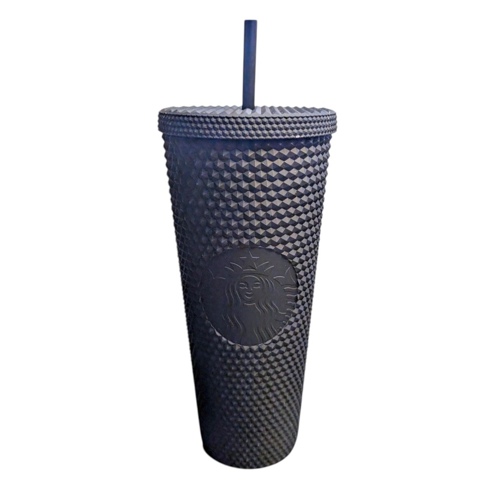 Starbucks Matte Black Studded Tumbler 24 oz Venti Cold Cup with Lid Straw NEW